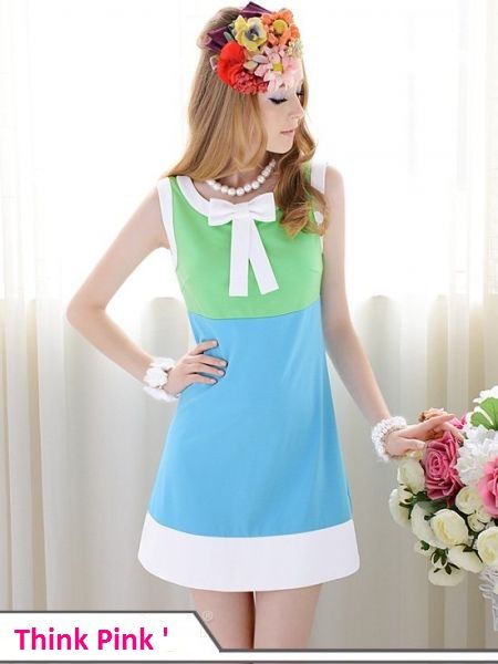 Vestido  Slim Fit Color bowknot