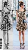 Mini Vestido  Neck Leopard